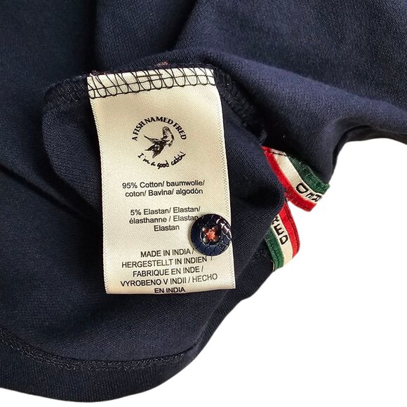 A Fish Named Fred Mens Short Sleeve Polo, Embroidered Bikes, Blue/Pink, Size M - Picture 9 of 9